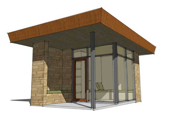 1-Bedroom, 96 Sq Ft Modern House Plan - 116-1017 - Front Exterior