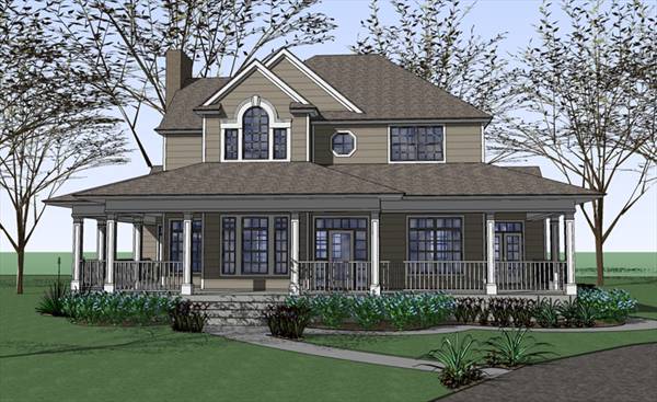 3-Bedroom, 2543 Sq Ft Country House Plan - 117-1042 - Front Exterior