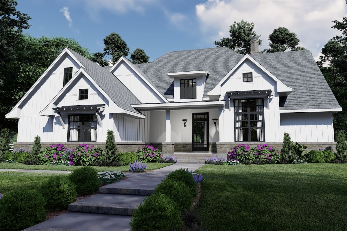 4-Bedroom, 2191 Sq Ft Modern House Plan - 117-1130 - Front Exterior