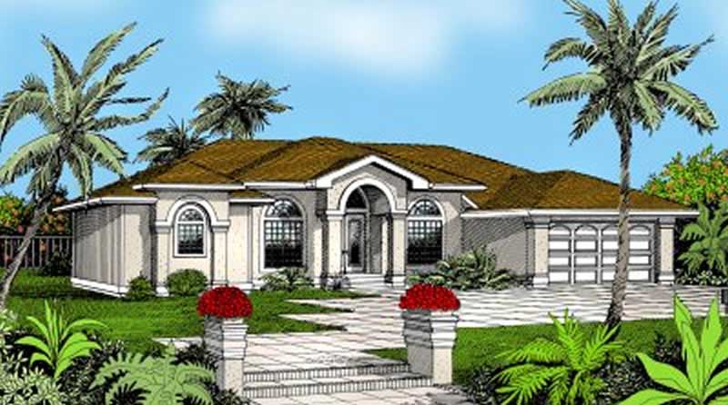 4-Bedroom, 2710 Sq Ft Mediterranean House Plan - 119-1036 - Front Exterior