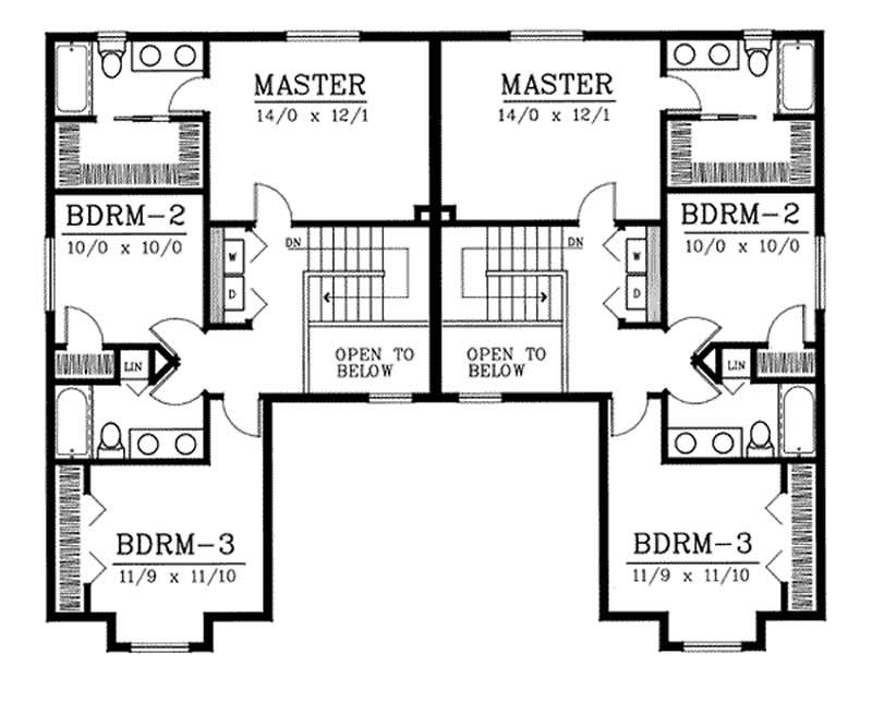 Duplex/Multi-Unit House Plan #119-1082: 3 Bedrm, 1398 Sq Ft Per Unit Home