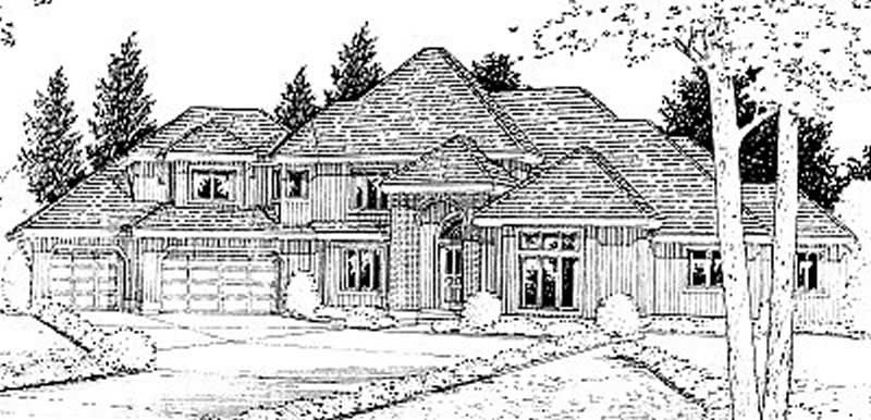 4-Bedroom, 3982 Sq Ft European House Plan - 119-1193 - Front Exterior