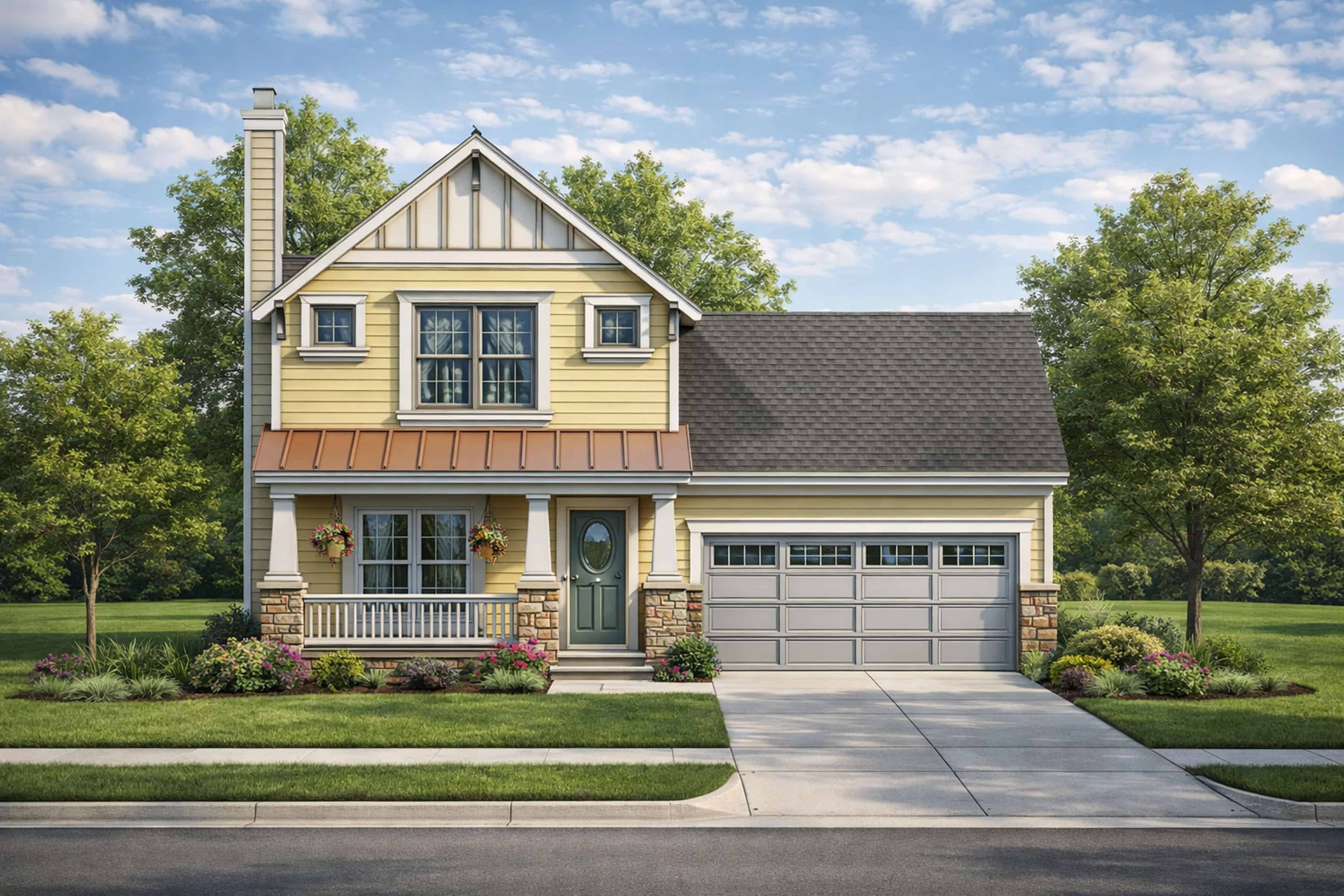 3-Bedroom, 1473 Sq Ft Country Home Plan - 120-1090 - Main Exterior