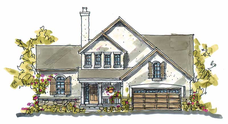 3-Bedroom, 1818 Sq Ft French House Plan - 120-1390 - Front Exterior