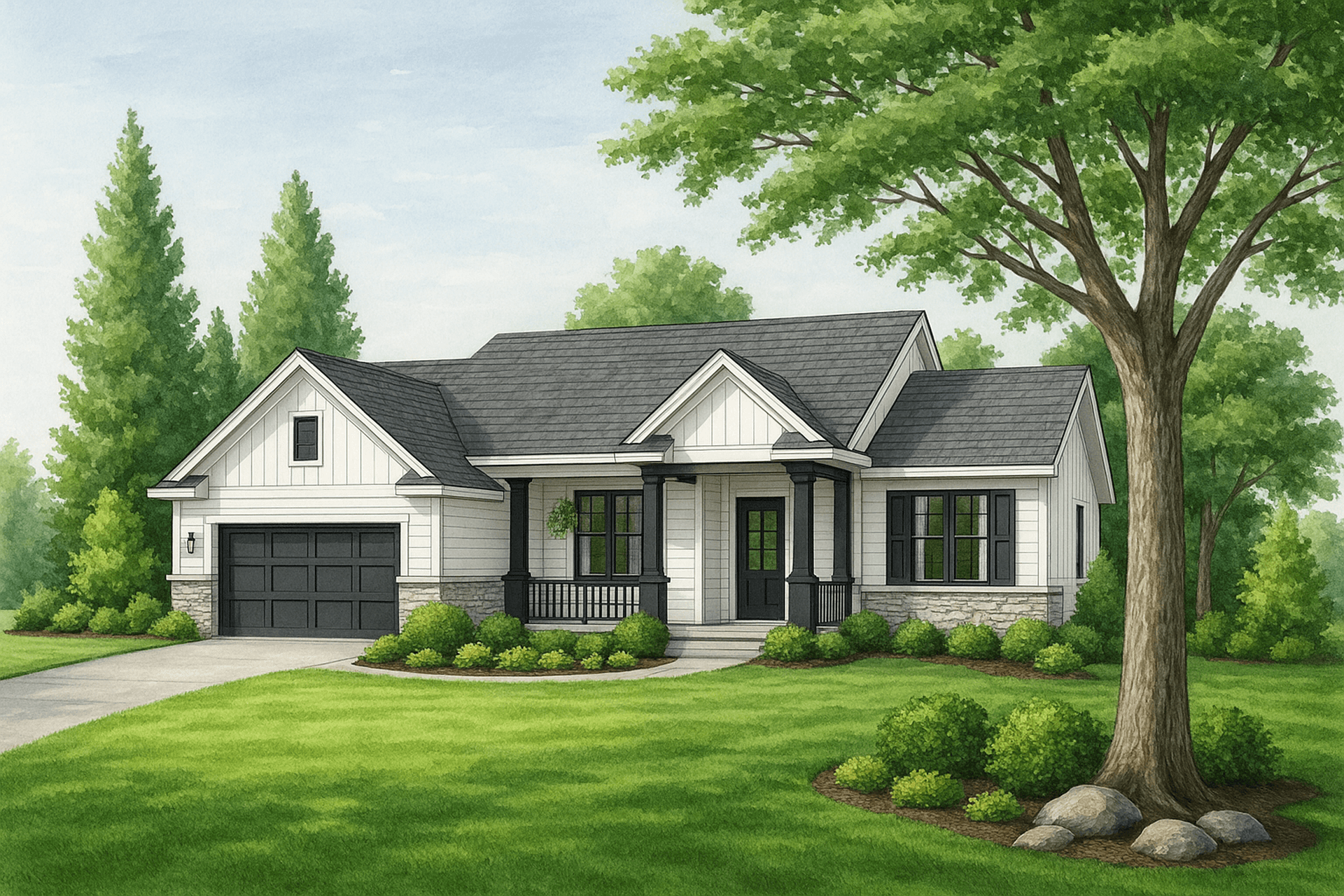3-Bedroom, 1919 Sq Ft Ranch House Plan - 120-1475 - Front Exterior