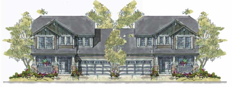 3-Bedroom, 1699 Sq Ft Multi-Unit House Plan - 120-1598 - Front Exterior