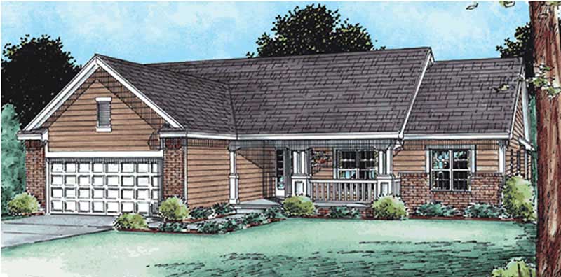 3-Bedroom, 1820 Sq Ft Country House Plan - 120-2129 - Front Exterior