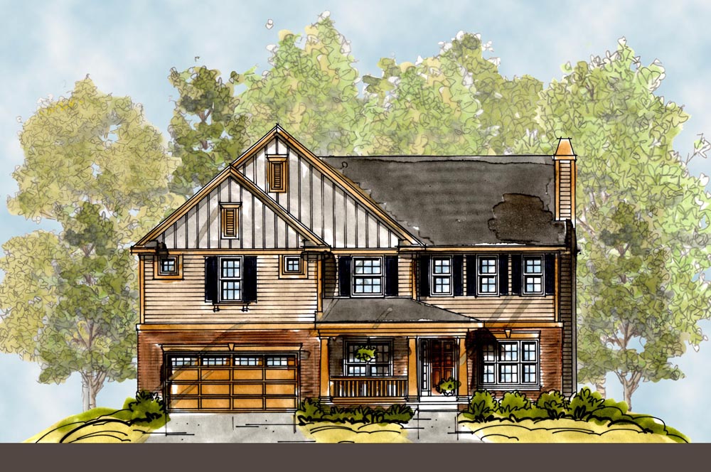 4-Bedroom, 3606 Sq Ft Craftsman Home Plan - 120-2290 - Main Exterior
