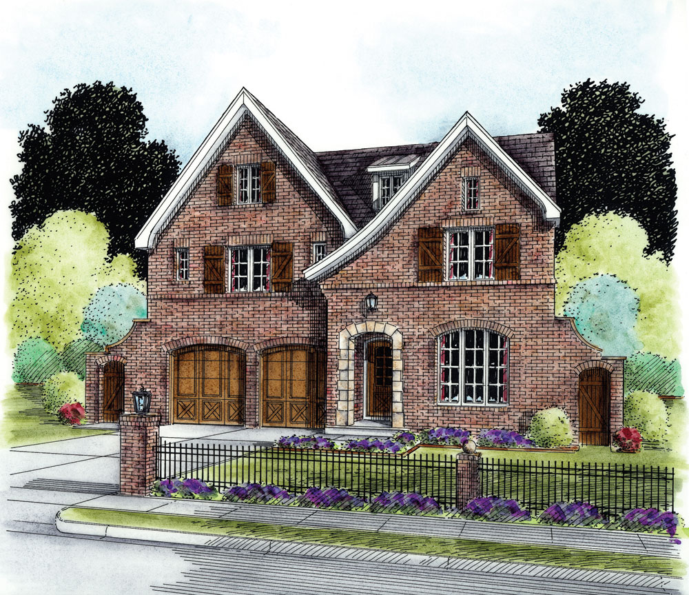 4-Bedroom, 3589 Sq Ft European House Plan - 120-2294 - Front Exterior
