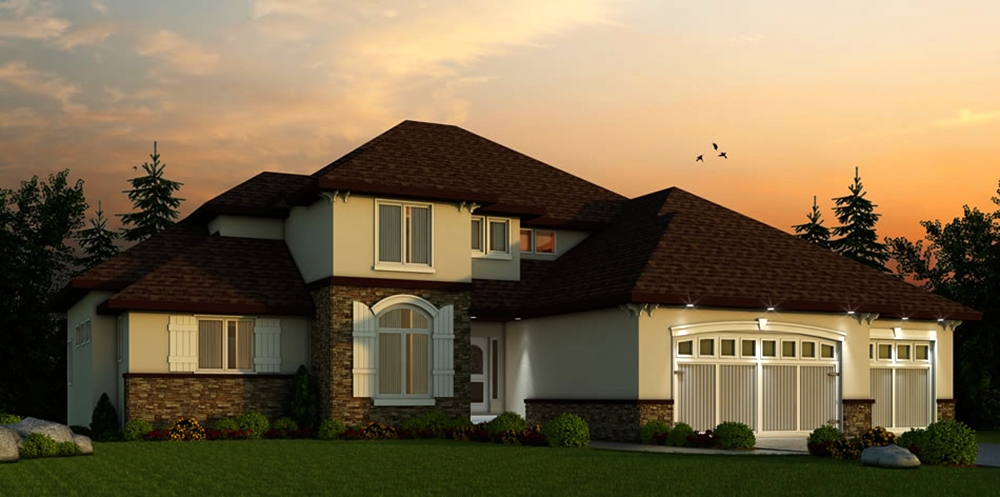 4-Bedroom, 3553 Sq Ft Tuscan House Plan - 120-2456 - Front Exterior