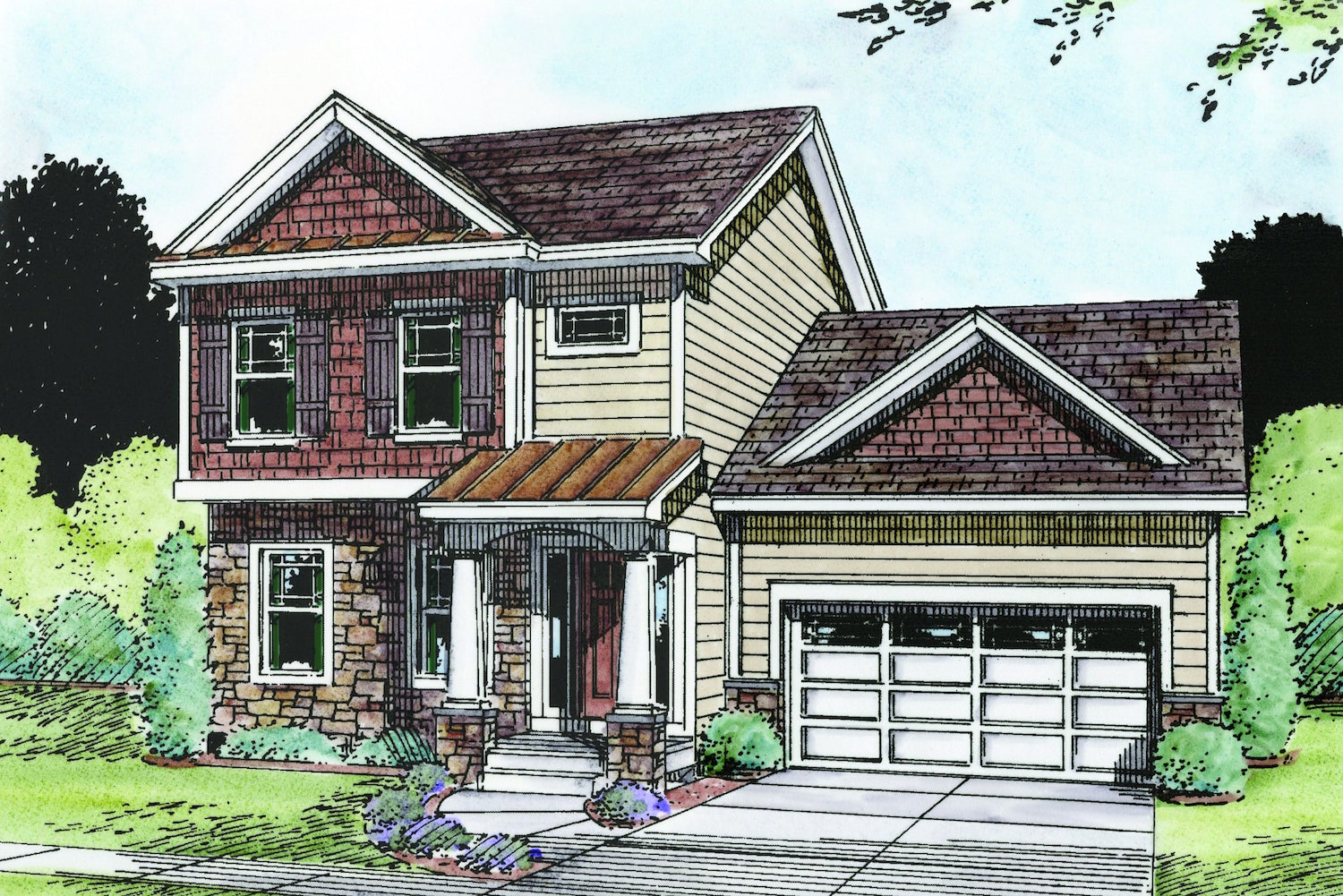 4-Bedroom, 2338 Sq Ft Traditional Home Plan - 120-2484 - Main Exterior