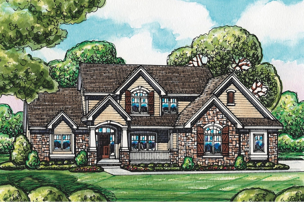4-Bedroom, 3247 Sq Ft European House Plan - 120-2549 - Front Exterior