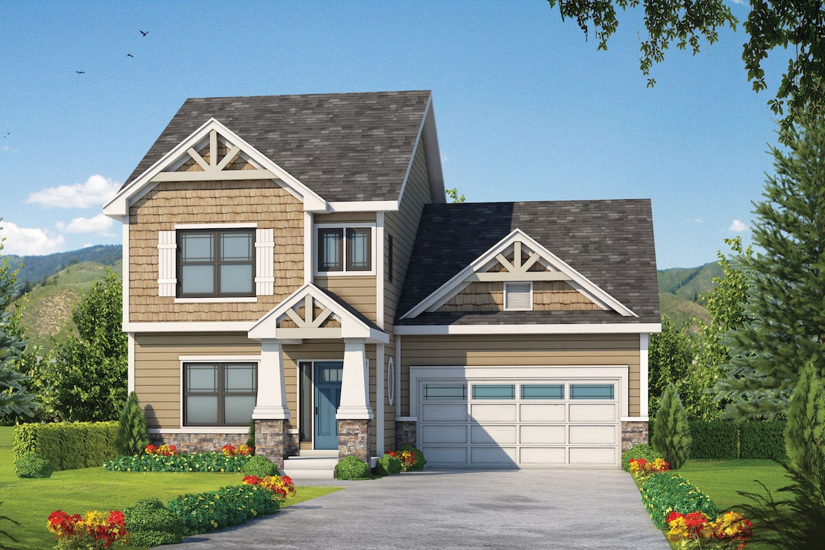 4-Bedroom, 2381 Sq Ft Craftsman House Plan - 120-2574 - Front Exterior