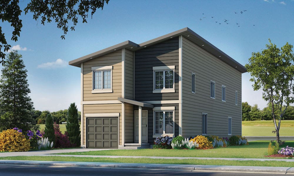 3-Bedroom, 1277 Sq Ft Per Unit Contemporary Duplex Plan - 120-2604 - Main Exterior