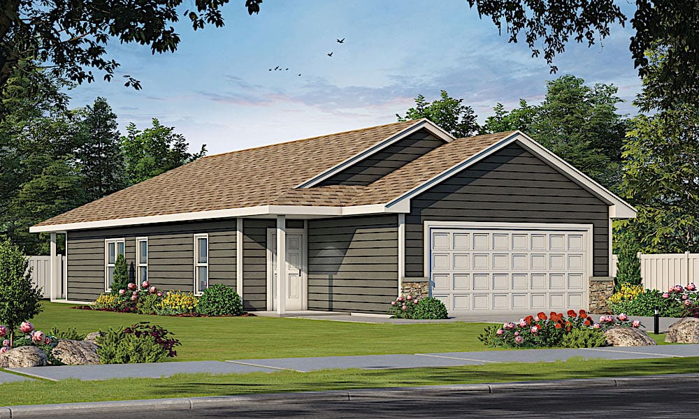 2-Bedroom, 1327 Sq Ft Ranch House Plan - 120-2615 - Front Exterior