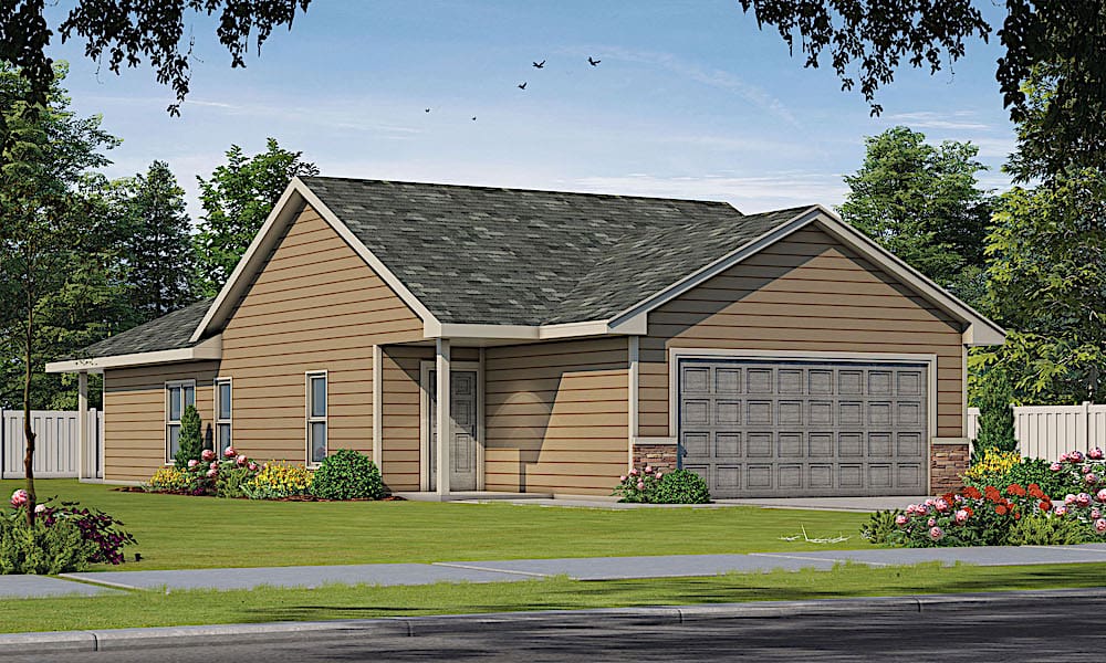 2-Bedroom, 1327 Sq Ft Ranch Home Plan - 120-2616 - Main Exterior