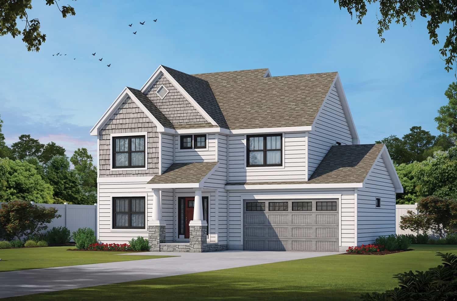 4-Bedroom, 2007 Sq Ft Traditional Home Plan - 120-2718 - Main Exterior