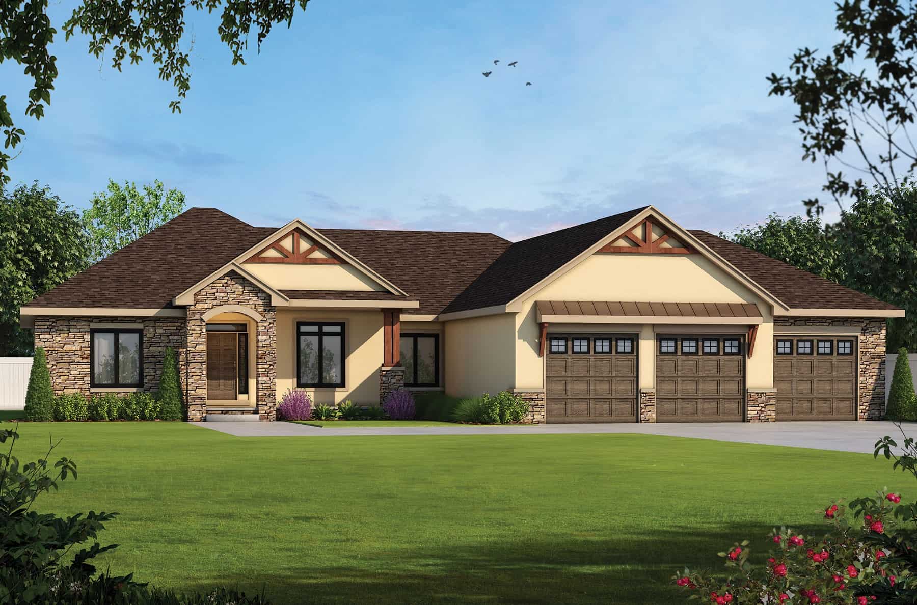 Craftsman Home Plan - 4 Bedrms, 4 Baths - 3929 Sq Ft