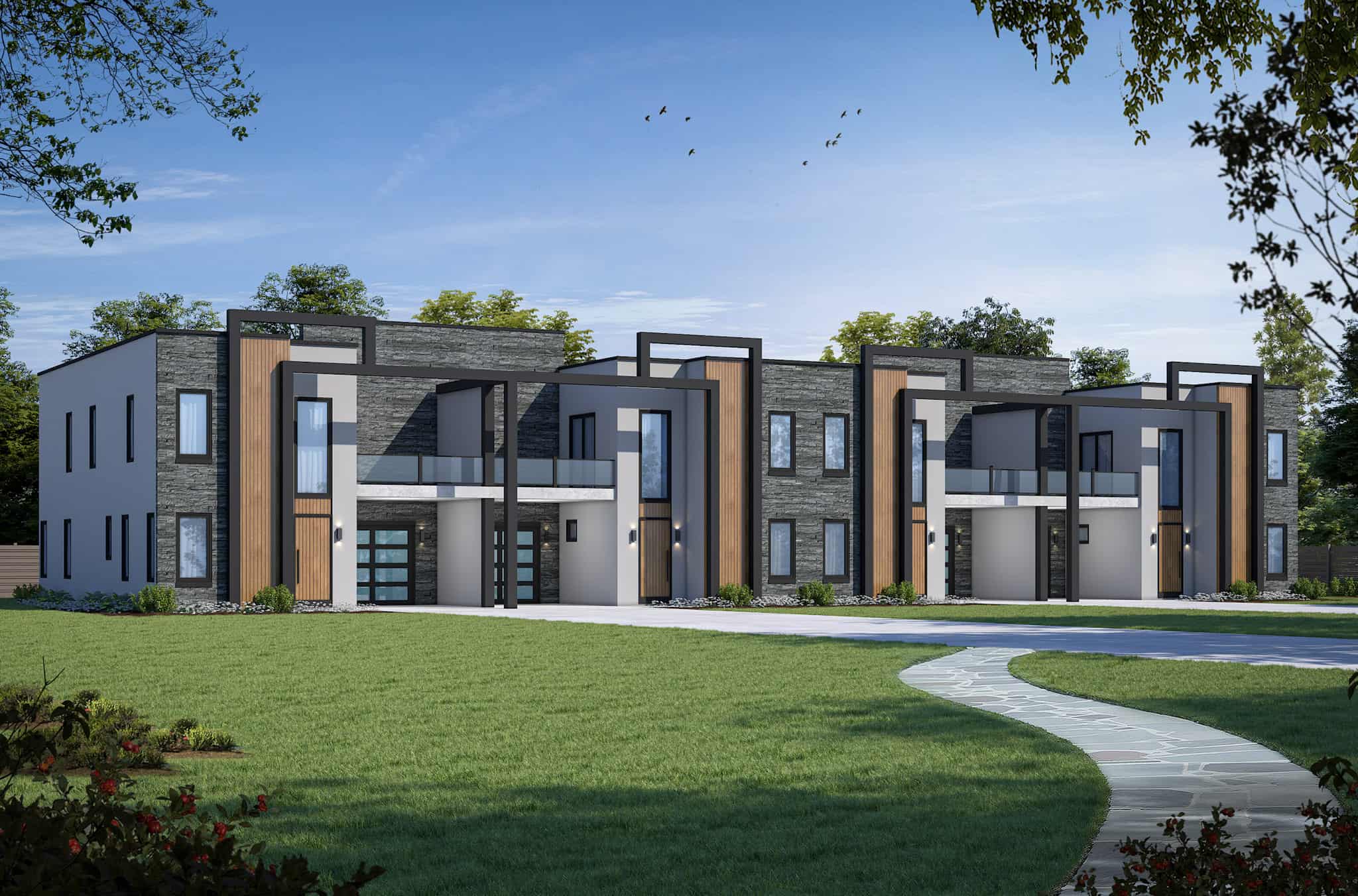 16-Bedroom, 9728 Sq Ft Modern Quadplex Plan - 120-2793 - Front Exterior