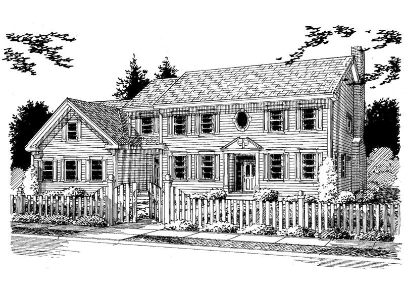 3-Bedroom, 2863 Sq Ft Colonial Home Plan - 121-1060 - Main Exterior