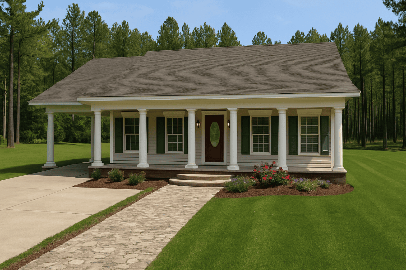 2-Bedroom, 1301 Sq Ft Country Home Plan - 123-1009 - Main Exterior