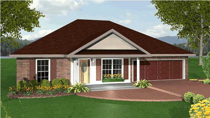 3-Bedroom, 1551 Sq Ft Ranch Home Plan - 123-1021 - Main Exterior