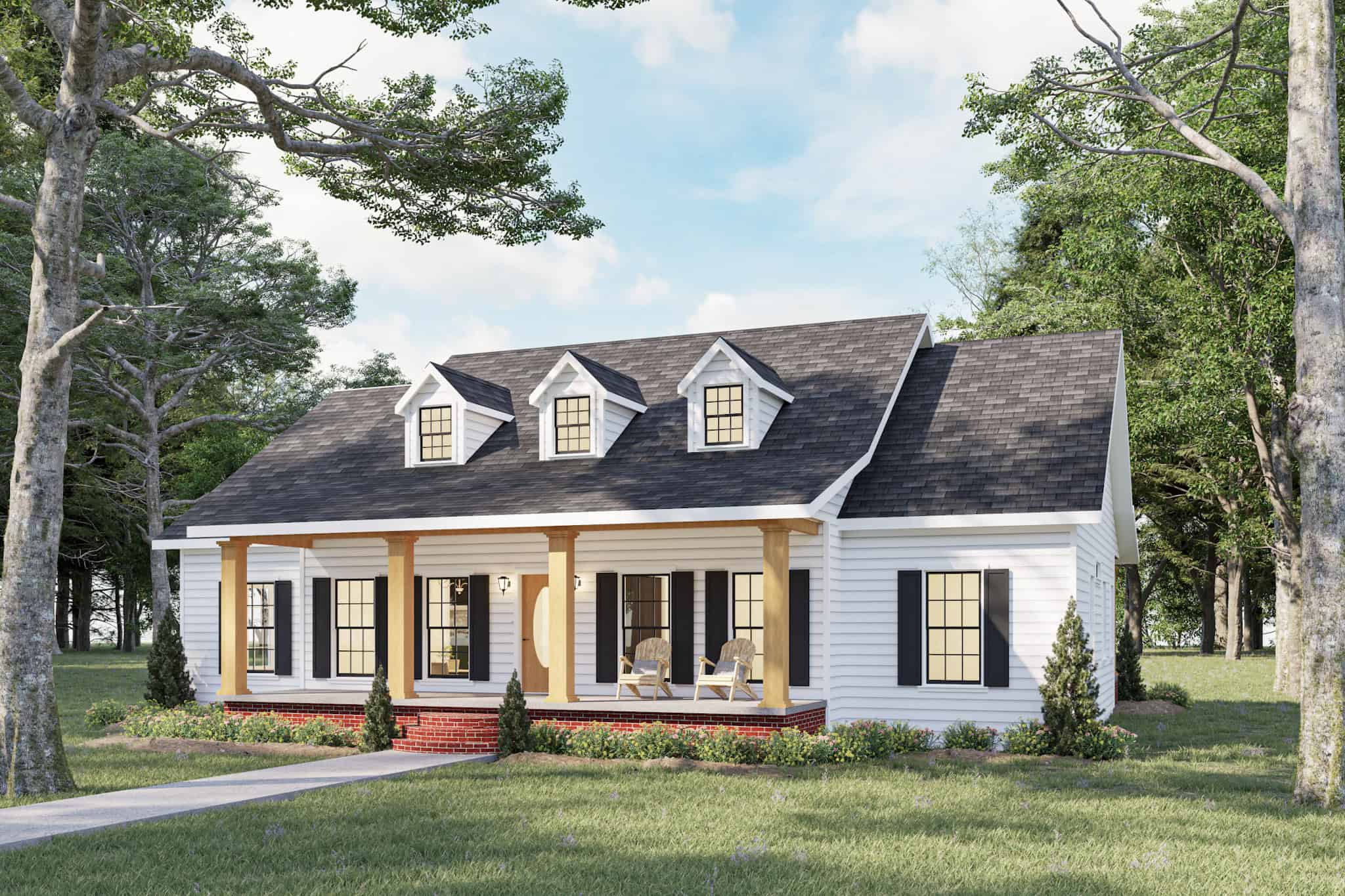 3-Bedroom, 1958 Sq Ft Cape Cod House Plan - 123-1046 - Front Exterior