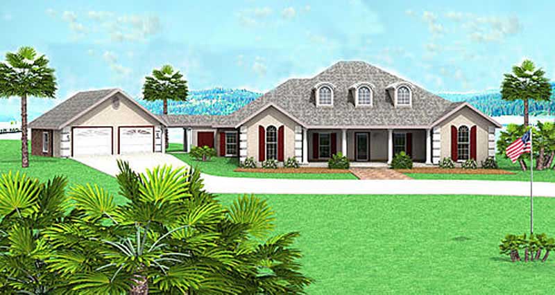 4-Bedroom, 2421 Sq Ft European House Plan - 123-1068 - Front Exterior