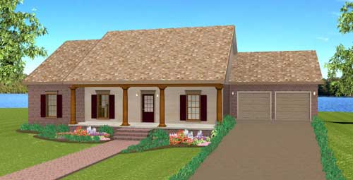 3-Bedroom, 1629 Sq Ft Country Home Plan - 123-1086 - Main Exterior