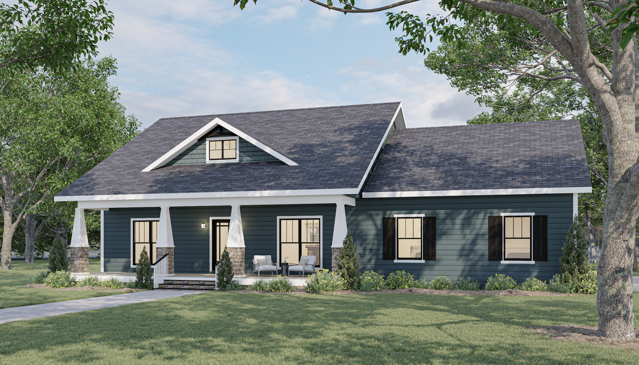 2-Bedroom, 1882 Sq Ft Farmhouse House Plan - 123-1098 - Front Exterior