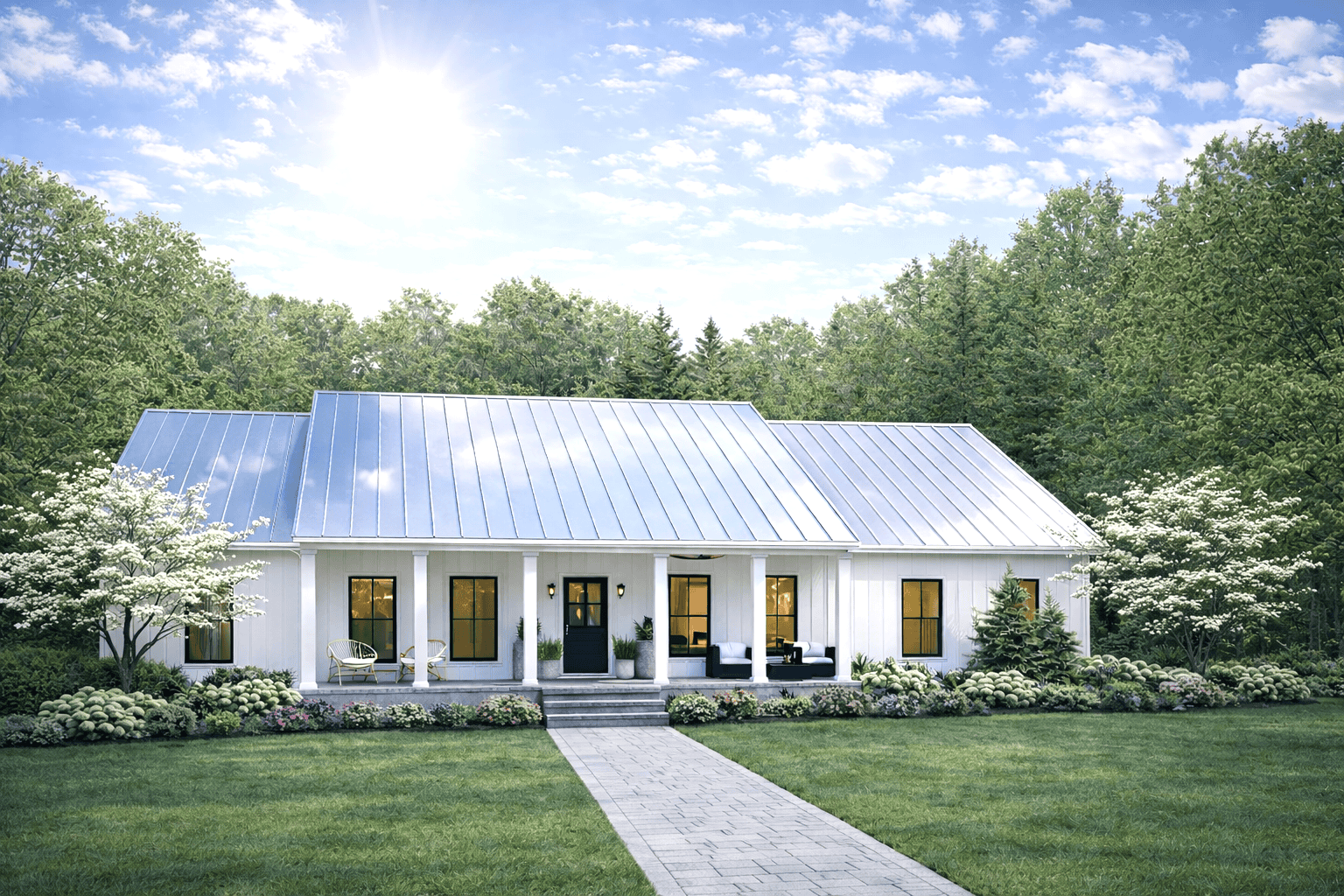 3-Bedroom, 1615 Sq Ft Country House Plan - 123-1128 - Front Exterior