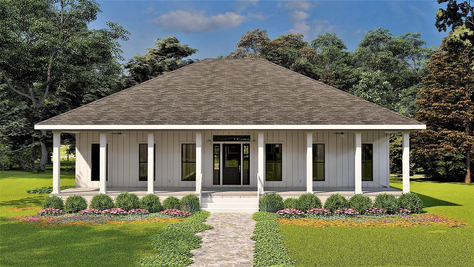 3-Bedroom, 1860 Sq Ft Country House Plan - 123-1129 - Front Exterior