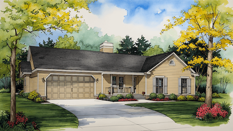 3-Bedroom, 1749 Sq Ft Ranch Home Plan - 124-1014 - Main Exterior