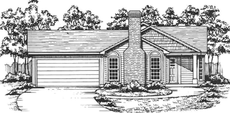 3-Bedroom, 1362 Sq Ft Ranch Home Plan - 124-1055 - Main Exterior