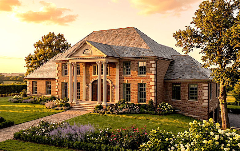 3-Bedroom, 4895 Sq Ft Colonial Home Plan - 124-1083 - Main Exterior