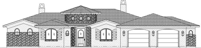 4-Bedroom, 3096 Sq Ft Mediterranean House Plan - 125-1006 - Front Exterior