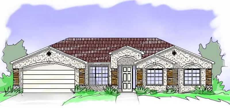 4-Bedroom, 1804 Sq Ft Southwest Home Plan - 125-1014 - Main Exterior