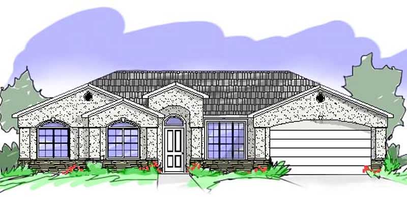 4-Bedroom, 1612 Sq Ft Mediterranean Home Plan - 125-1040 - Main Exterior