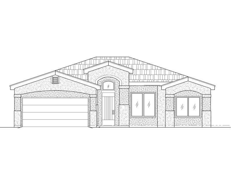 3-Bedroom, 1543 Sq Ft Southwest House Plan - 125-1176 - Front Exterior