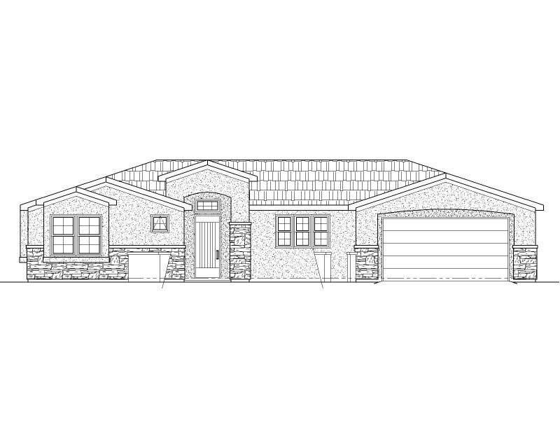 3-Bedroom, 1556 Sq Ft Southwest Home Plan - 125-1183 - Main Exterior