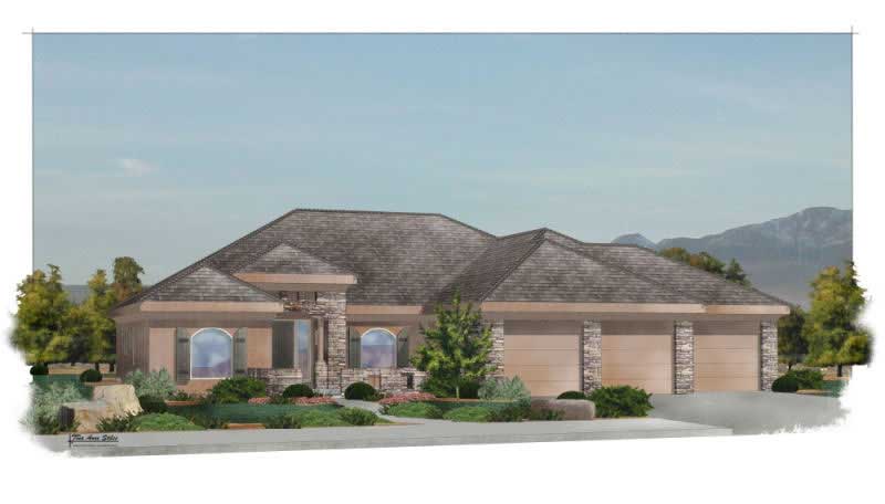 4-Bedroom, 2308 Sq Ft Southwest Home Plan - 125-1209 - Main Exterior