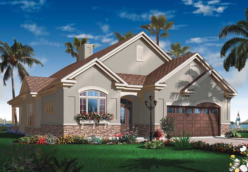 3-Bedroom, 1901 Sq Ft Bungalow Home Plan - 126-1033 - Main Exterior