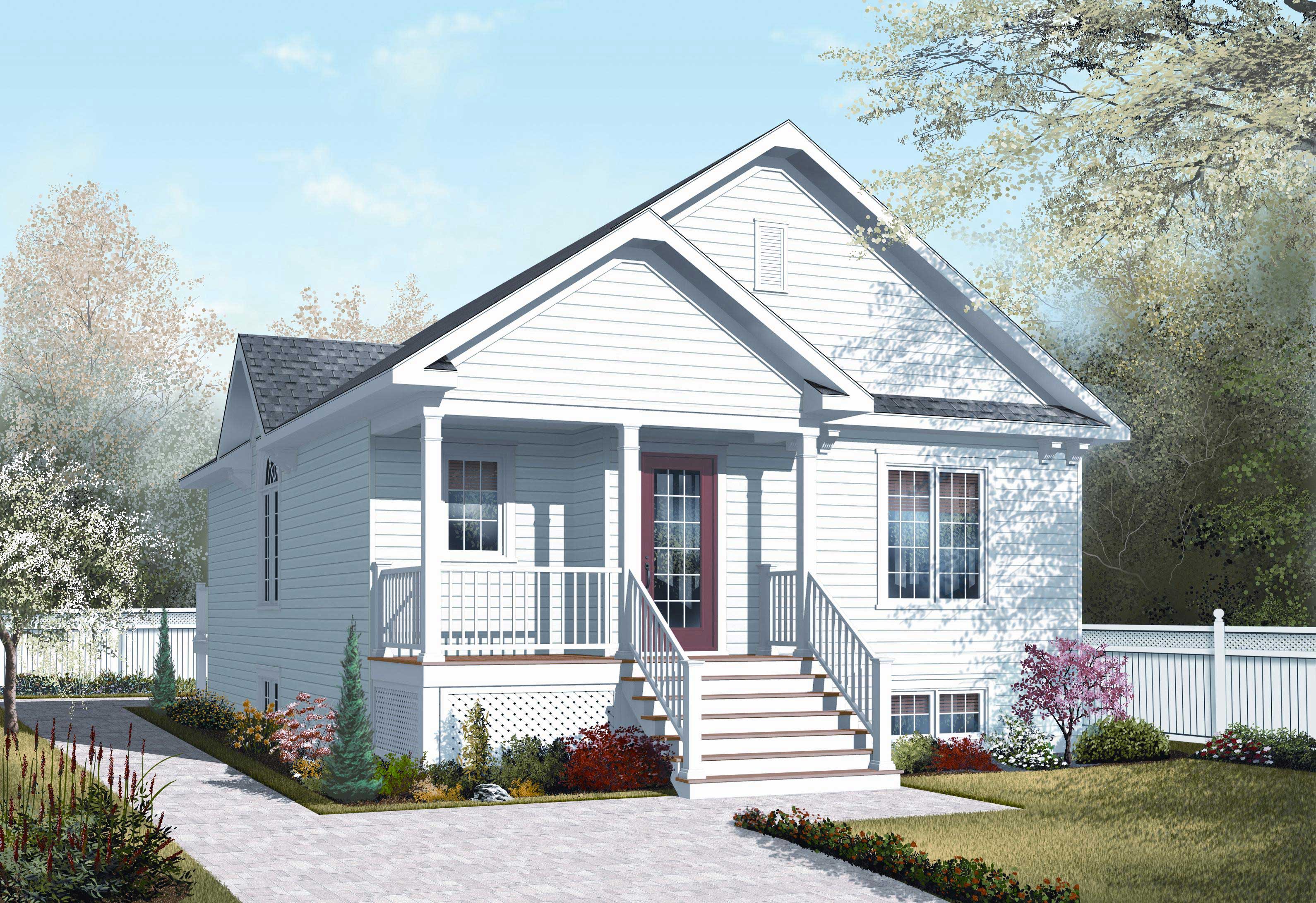 2-Bedroom, 1042 Sq Ft Country House Plan - 126-1042 - Front Exterior