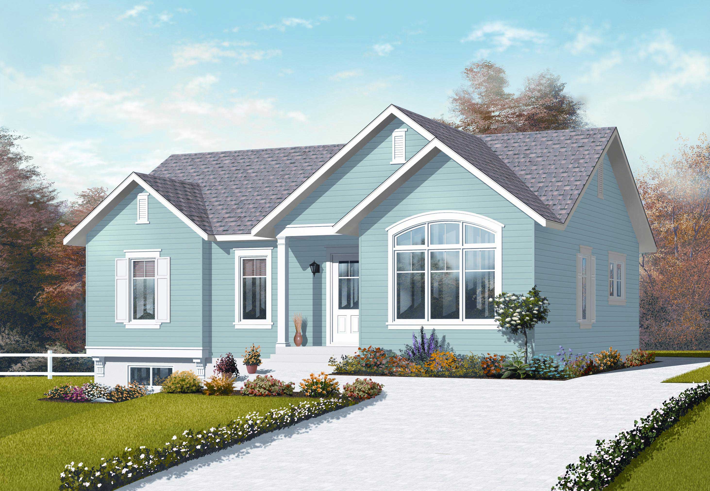 3-Bedroom, 1185 Sq Ft Country House Plan - 126-1071 - Front Exterior