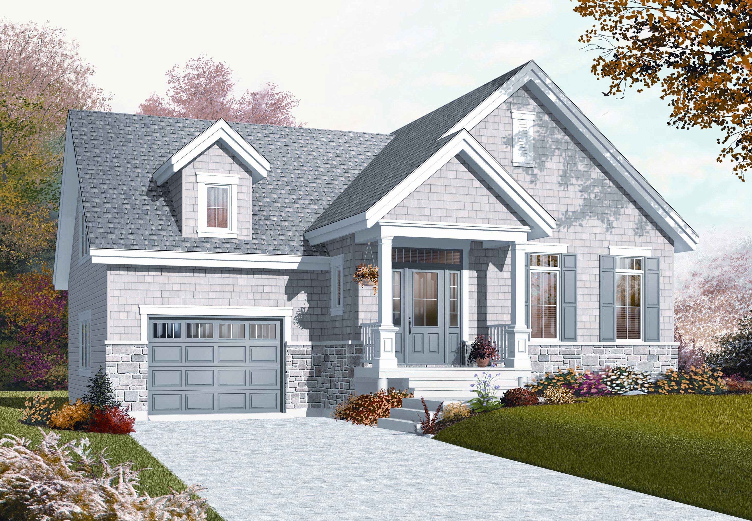 2-Bedroom, 1126 Sq Ft Country Home Plan - 126-1080 - Main Exterior