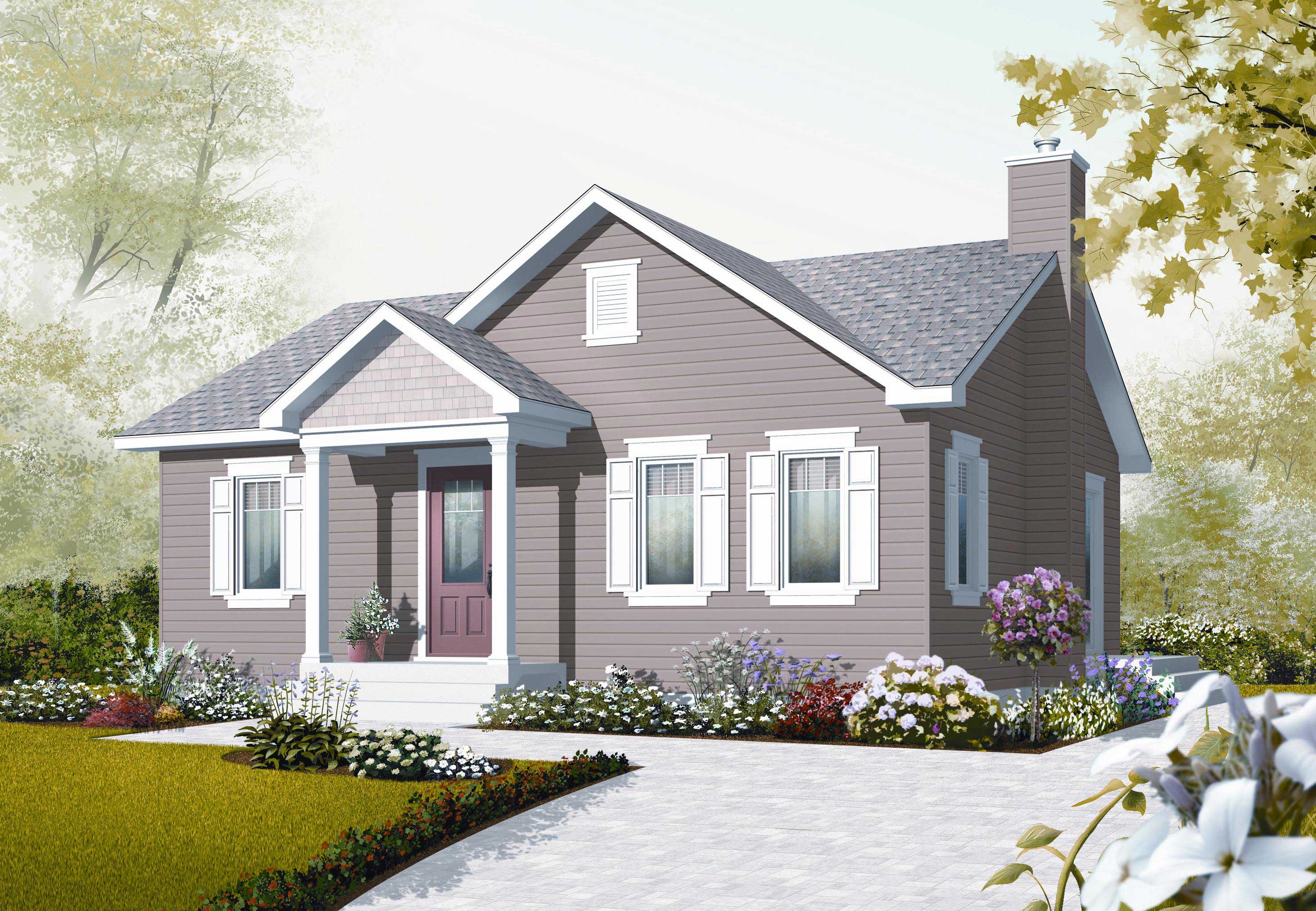 2-Bedroom, 896 Sq Ft Country Home Plan - 126-1120 - Main Exterior