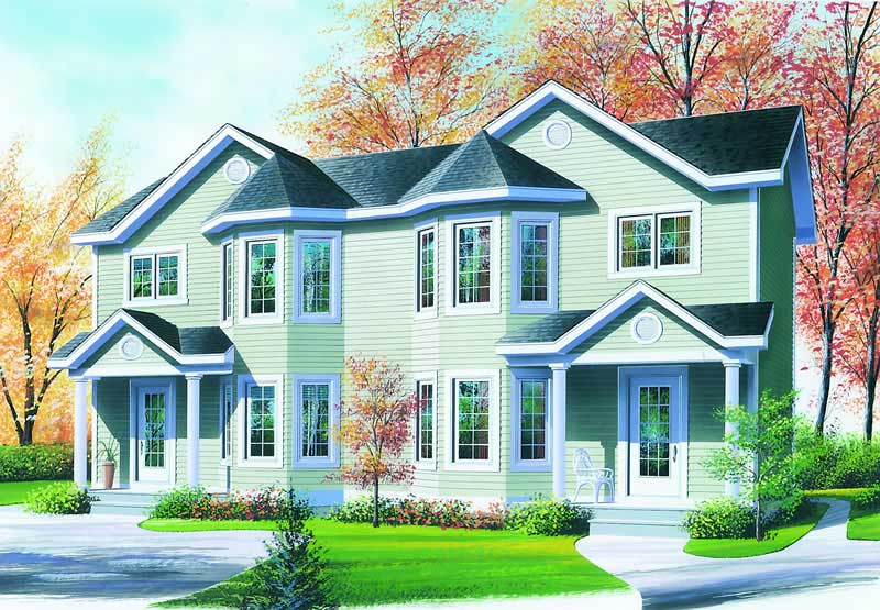 2-3 Bedroom, 1086 Sq Ft Duplex Plan - 126-1302 - Front Exterior