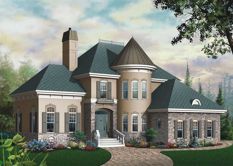 3-Bedroom, 2338 Sq Ft European Home Plan - 126-1390 - Main Exterior