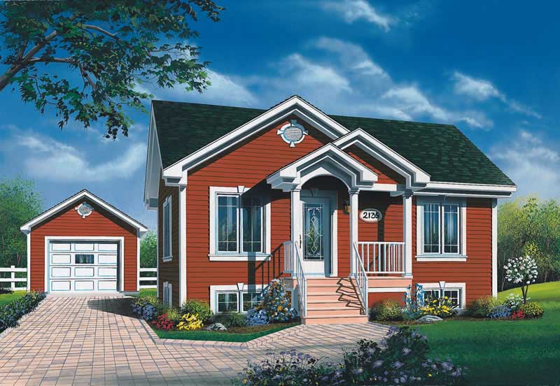 2-Bedroom, 896 Sq Ft Bungalow Home Plan - 126-1535 - Main Exterior