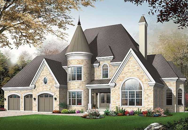 3-Bedroom, 3631 Sq Ft European Home Plan - 126-1574 - Main Exterior